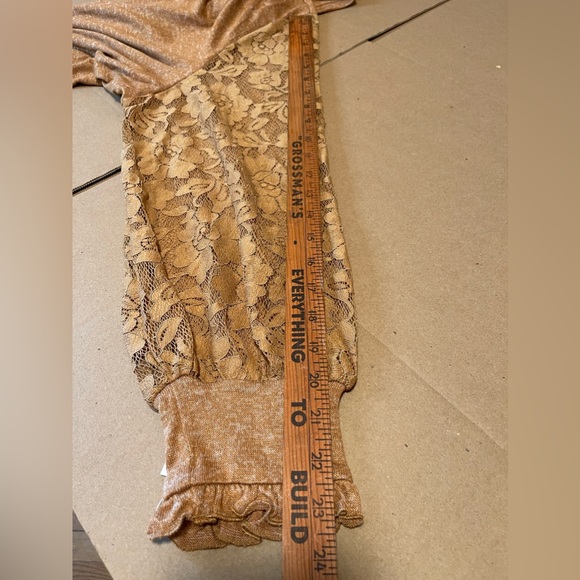 Zac & Rachel Women’s Plus Blouse New Brown Shimmer Lace Sleeves 2X - Picture 8 of 9